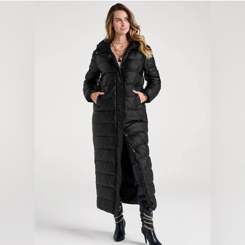 Guess Women's Black Maxi Puffer Coat